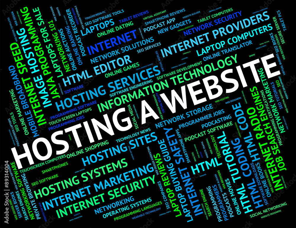 Aufkleber hosting a website indicates sites word and text