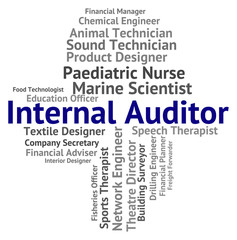 Fototapeta na wymiar Internal Auditor Represents Text Actuary And Auditing