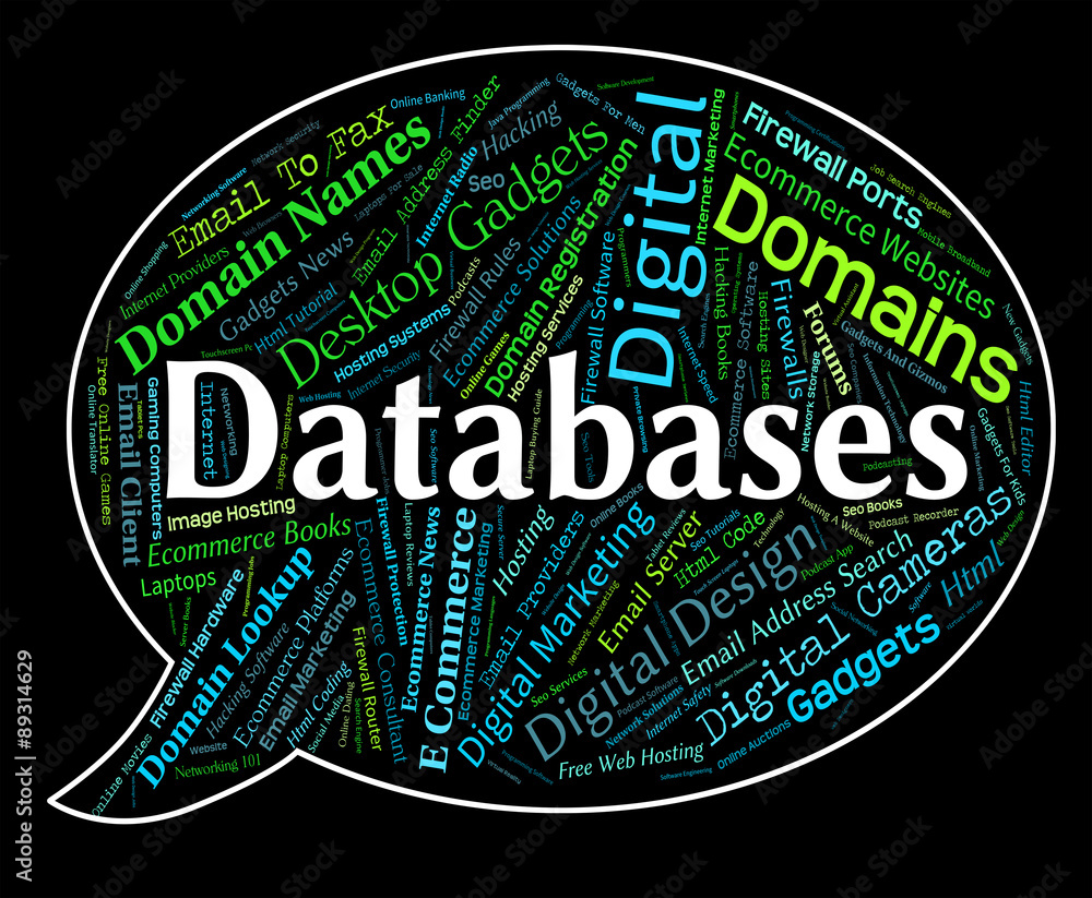 Poster databases word indicates info text and megabyte