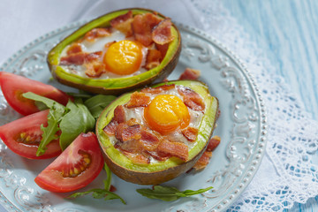 Avocado Egg Boats with bacon