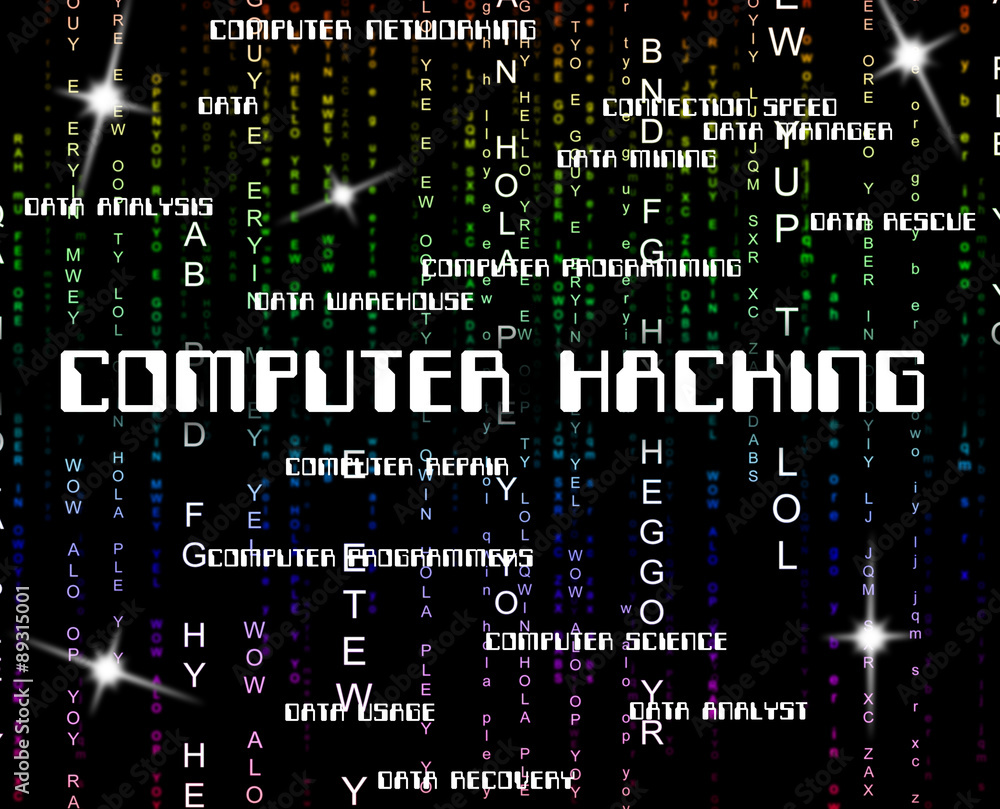 Poster computer hacking shows crime threat and vulnerable