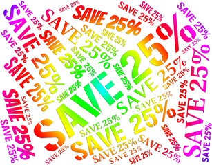 Twenty Five Percent Shows Offer Text And Bargain