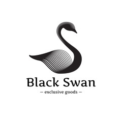 Vector minimalistic swan logo. Beautiful black ink style