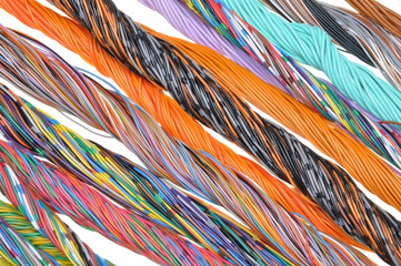 Multicolored telecommunication and computer cables