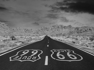 Route 66 en noir et blanc