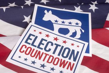 Democrat Election Vote Countdown and American Flag - 89317479