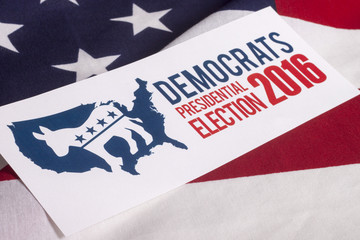 Democrat Election Vote and American Flag