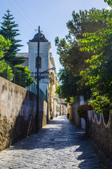 italian island procida is famous for its colorful marina, tiny narrow streets and many beaches...