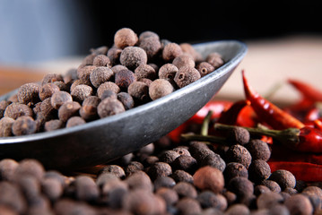 Black pepper in a spoon