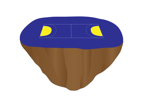 floating basketball court, blue, yellow, brown clip art preview