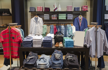 A luxury store with mens clothing.
