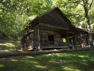 Log Cabins in open air museum in Clinton Tennesee USA