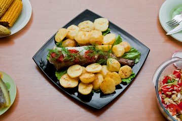 Fish and roasted potato