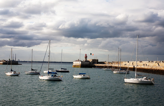 Boats in the harbour of Dun Laoghaire, Ireland.