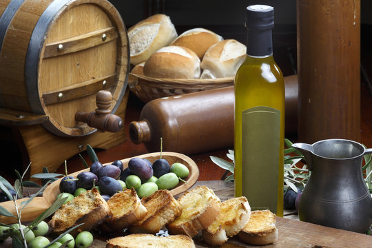 olive oil and breads