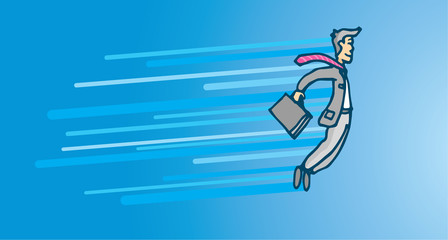 Businessman flying in big career impulse