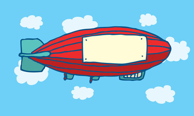 Cartoon zeppelin with blank advertising space © CurvaBezier
