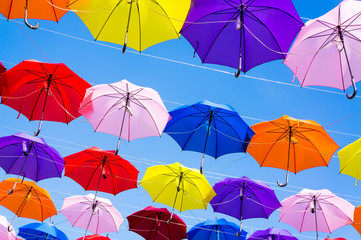 Umbrellas coloring in sky decorated