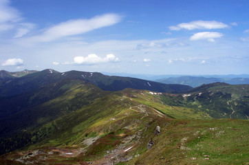 Fototapeta na wymiar Carpathian Mountains. Panorama of the mountains
