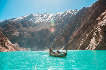 Attabad Lake in Northern Pakistan - obrazy, fototapety, plakaty