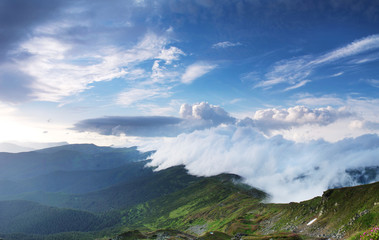 Carpathian Mountains. Panorama of the mountains