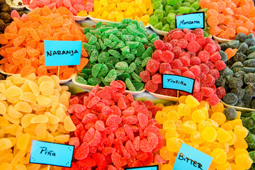 Sweet colorful candies at the market.
