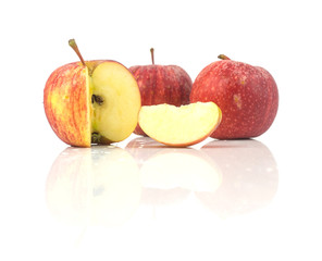 Fresh red apples on white  background