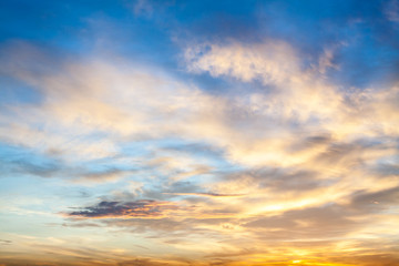 Fiery orange sunset sky. Beautiful sky.