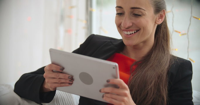 Beautiful businesswoman using tablet computer 