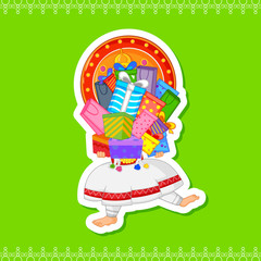 Kathakali dancer offering shopping sale for Onam