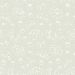 Cute seamless pattern with different sweets
