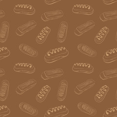 Cute seamless pattern with different eclairs