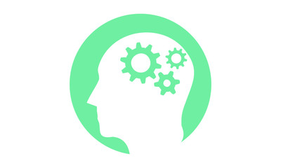 simple vector of thinking head in the negative space of a circle