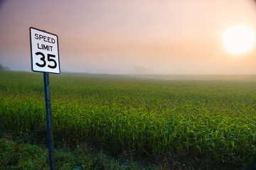 35 MPH speed limit sign.