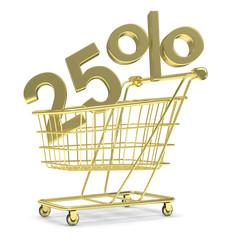 discount shopping cart on white background. 