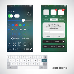 Vector thin icons design set for app smartphone - obrazy, fototapety, plakaty