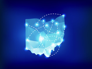 Fototapeta premium Ohio state map polygonal with spot lights places
