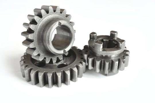 Three metal gears