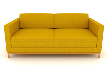 isolated modern yellow sofa.