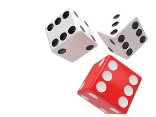 three dices on white