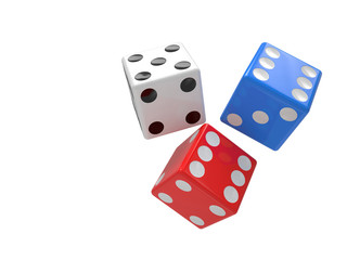 three dices on white