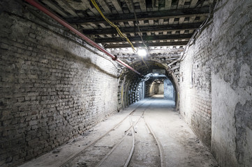 Fototapeta na wymiar Underground illuminated tunnel