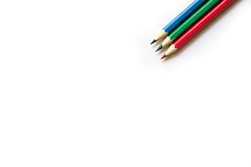 Color pencils on white background