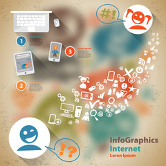 Infographic Flat Design Illustration for Web Social Network man