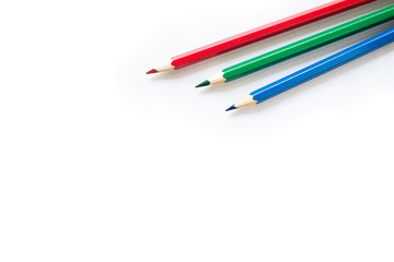 Color pencils on white background