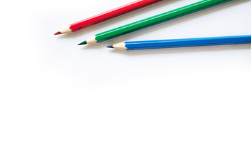 Color pencils on white background