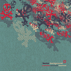 Background with skulls and bones with text place