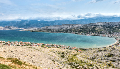 Strong wind is hitting coast of island Pag