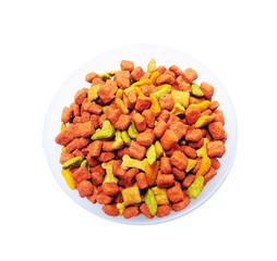 Dog food colorful isolated on white background