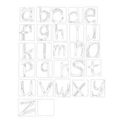 Vector illustration black polka dot spotted alphabet lowercase letters and numbers